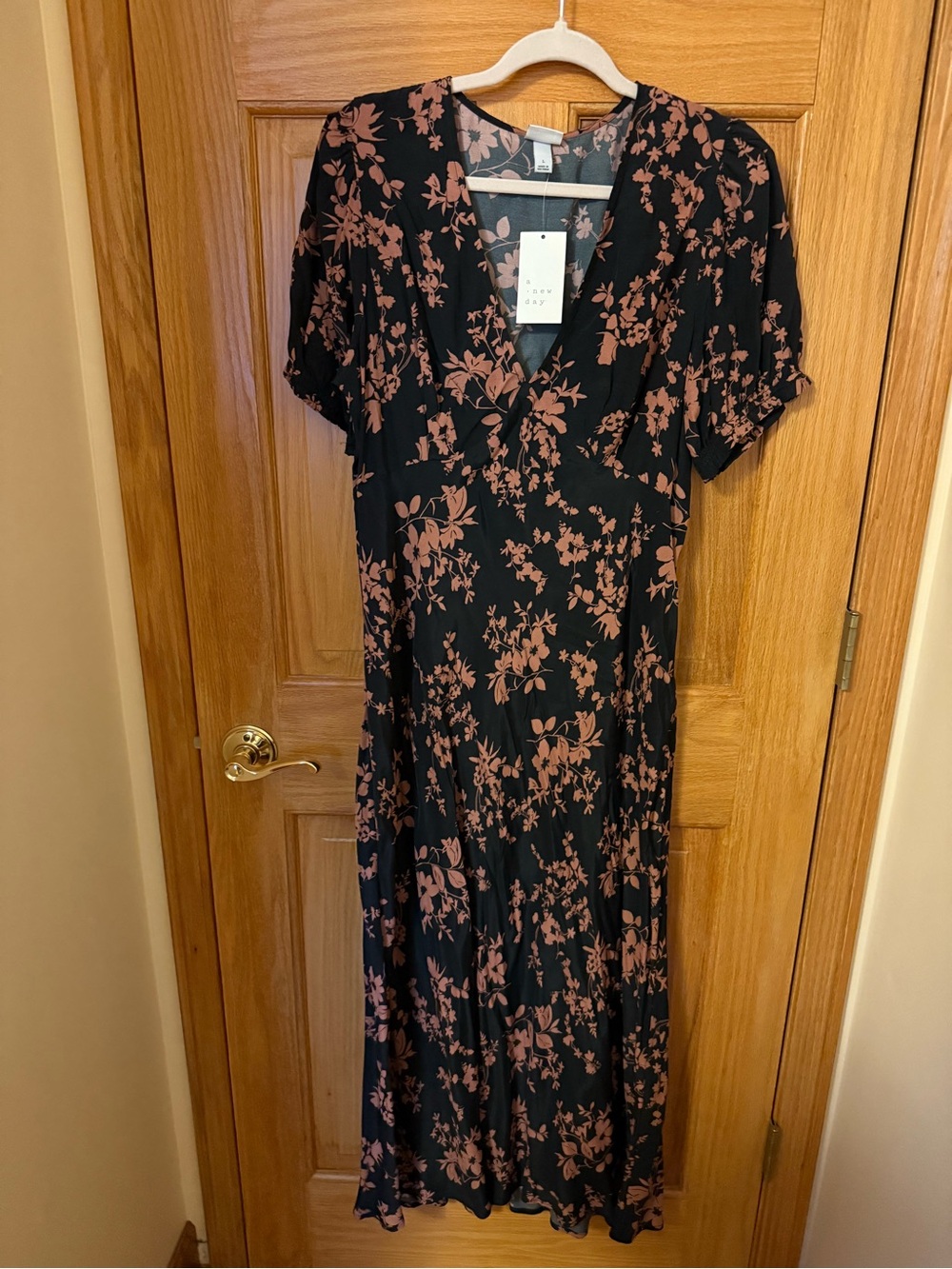 Universal Thread Black Maxi Dress with Rose Floral Print